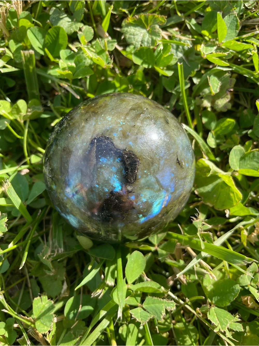 Labradorite Gemstone Sphere - Iridescent Blue-Green